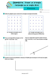 Tracer un triangle rectangle ou un angle droit - Exercices de géométrie : 5ème Harmos - PDF à imprimer