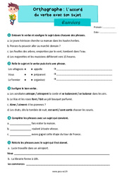 L'accord du verbe avec son sujet - Exercices d'orthographe : 5ème Harmos - PDF à imprimer