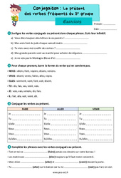 Le présent des verbes fréquents du 3e groupe - Exercices de conjugaison : 5ème Harmos - PDF à imprimer