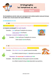 Les homophones grammaticaux et, est - Cours, Leçon d'orthographe : 5ème Harmos - PDF gratuit à imprimer