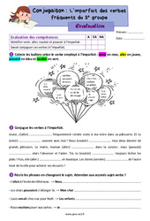 L’imparfait des verbes fréquents du 3e groupe - Évaluation de conjugaison : 5ème Harmos - PDF à imprimer