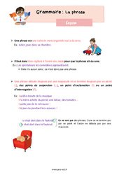 La phrase - Cours, Leçon de grammaire : 5ème Harmos - PDF gratuit à imprimer