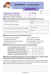 La ponctuation - Évaluation grammaire : 5ème Harmos - PDF à imprimer