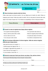 Les formes de phrase - Exercices grammaire : 5ème Harmos - PDF à imprimer