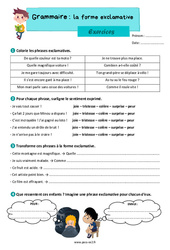 La forme exclamative - Exercices grammaire : 5ème Harmos - PDF à imprimer