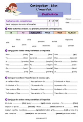 L’imparfait (bilan) - Évaluation de conjugaison : 5ème Harmos - PDF à imprimer