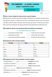 Le passé composé avec l’auxiliaire avoir - Exercices de conjugaison : 5ème Harmos - PDF à imprimer