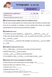 Son [s] - Évaluation d'orthographe : 5ème Harmos - PDF à imprimer