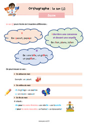 Son [j] - Cours, Leçon d'orthographe : 5ème Harmos - PDF gratuit à imprimer