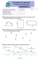 Utiliser des outils de tracés - Évaluation de grandeurs et mesures : 5ème Harmos - PDF à imprimer