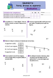 Points, droites et segments - Évaluation de géométrie : 5ème Harmos - PDF à imprimer