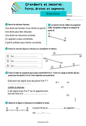 Points, droites et segments - Exercices de géométrie : 5ème Harmos - PDF à imprimer