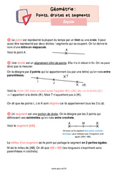 Points, droites et segments - Cours, Leçon de géométrie : 5ème Harmos - PDF gratuit à imprimer