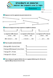 Mesurer des longueurs avec la règle - Exercices de grandeurs et mesures : 5ème Harmos - PDF à imprimer