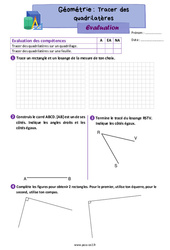 Tracer des quadrilatères - Évaluation de géométrie : 5ème Harmos - PDF à imprimer