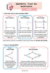 Tracer des quadrilatères - Cours, Leçon de géométrie : 5ème Harmos - PDF gratuit à imprimer