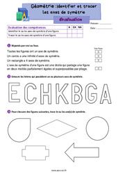 Identifier et tracer les axes de symétrie - Évaluation de géométrie : 5ème Harmos - PDF à imprimer