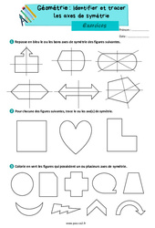 Identifier et tracer les axes de symétrie - Exercices de géométrie : 5ème Harmos - PDF à imprimer