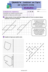 Compléter une figure par symétrie axiale - Évaluation de géométrie : 5ème Harmos - PDF à imprimer