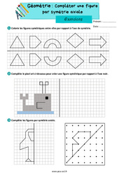 Compléter une figure par symétrie axiale - Exercices de géométrie : 5ème Harmos - PDF à imprimer