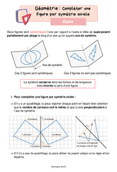 Compléter une figure par symétrie axiale - Cours, Leçon de géométrie : 5ème Harmos - PDF gratuit à imprimer