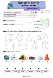 Identifier quelques solides - Évaluation de géométrie : 5ème Harmos - PDF à imprimer