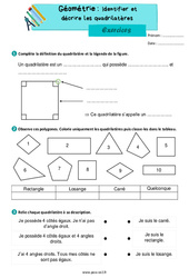 Identifier et décrire les quadrilatères - Exercices de géométrie : 5ème Harmos - PDF à imprimer