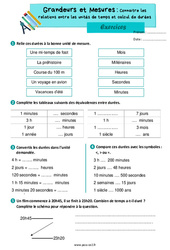 Connaitre les relations entre les unités de temps et calcul de durées - Exercices de grandeurs et mesures : 5ème Harmos - PDF à imprimer