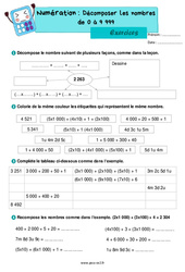 Décomposer les nombres de 0 à 9999 - Exercices de numération : 5ème Harmos - PDF à imprimer