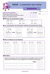 La soustraction sans retenue - Évaluation de numération : 5ème Harmos - PDF à imprimer