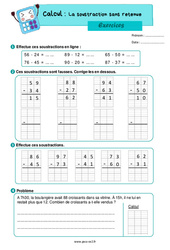 La soustraction sans retenue - Exercices de numération : 5ème Harmos - PDF à imprimer