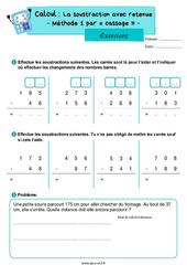 La soustraction avec retenue - Méthode 1 par « cassage » - Exercices de numération : 5ème Harmos - PDF à imprimer