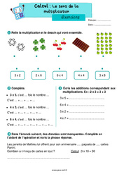 Le sens de la multiplication - Exercices de calcul : 5ème Harmos - PDF à imprimer