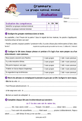 Le groupe nominal minimal - Évaluation grammaire : 5ème Harmos - PDF à imprimer