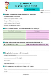 Le groupe nominal minimal - Exercices grammaire : 5ème Harmos - PDF à imprimer