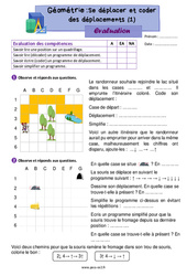 Se déplacer et coder des déplacements (1) - Évaluation de géométrie : 5ème Harmos - PDF à imprimer