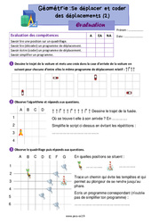 Se déplacer et coder des déplacements (2) - Évaluation de géométrie : 5ème Harmos - PDF à imprimer