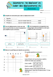 Se déplacer et coder des déplacements (2) - Exercices de géométrie : 5ème Harmos - PDF à imprimer