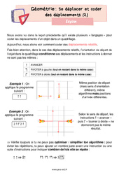 Se déplacer et coder des déplacements (2) - Cours, Leçon de géométrie : 5ème Harmos - PDF gratuit à imprimer