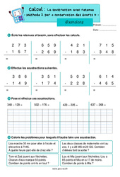 La soustraction avec retenue Méthode 2 par « conservation des écarts » - Exercices de calcul : 5ème Harmos - PDF à imprimer