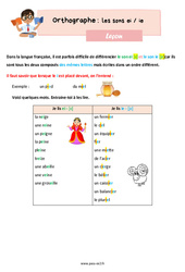 Les sons ei - ie - Cours, Leçon d'orthographe : 5ème Harmos - PDF gratuit à imprimer