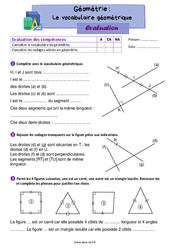 Le vocabulaire géométrique - Évaluation de géométrie : 5ème Harmos - PDF à imprimer