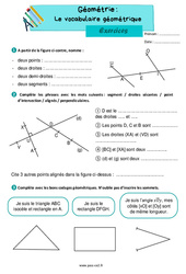 Le vocabulaire géométrique - Exercices de géométrie : 5ème Harmos - PDF à imprimer