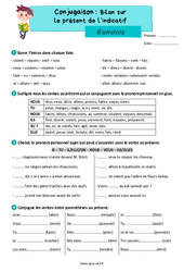 Le présent de l’indicatif (bilan) - Exercices de conjugaison : 5ème Harmos - PDF à imprimer