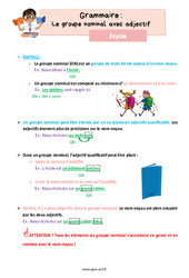 Le groupe nominal avec adjectif - Cours, Leçon de grammaire : 5ème Harmos - PDF gratuit à imprimer