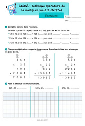 Technique opératoire de la multiplication à 2 chiffres - Exercices de calcul : 5ème Harmos - PDF à imprimer