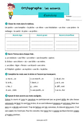 Les accents - Exercices d'orthographe : 5ème Harmos - PDF à imprimer