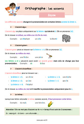 Les accents - Cours, Leçon d'orthographe : 5ème Harmos - PDF gratuit à imprimer