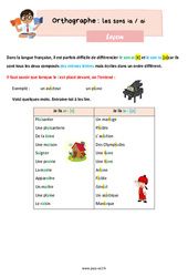 Les sons ia - ai - Cours, Leçon d'orthographe : 5ème Harmos - PDF gratuit à imprimer