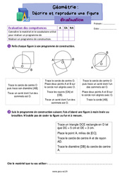 Décrire et reproduire une figure - Évaluation de géométrie : 5ème Harmos - PDF à imprimer